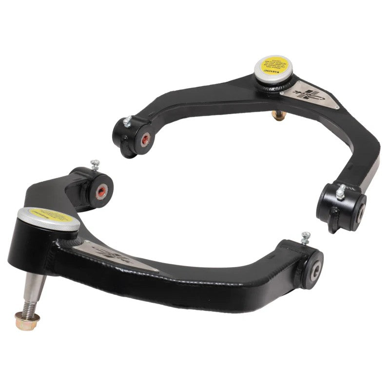 Carli black powdercoated fabricated upper control arm with 1-inch FK uniball and aluminum cap for 2009-2022 Ram 1500.