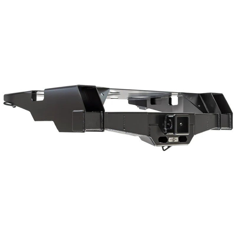 Carli Suspension Trophy Hitch for 2017-2026 Ford Super Duty with 3-inch receiver and spare tire mounting points.