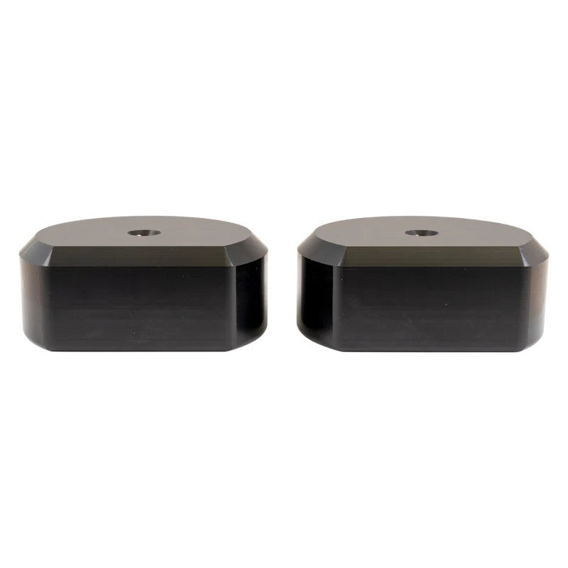 Black anodized billet aluminum front bumpstop drop spacers for 2017-2023 Ford F-250 and F-350 Super Duty