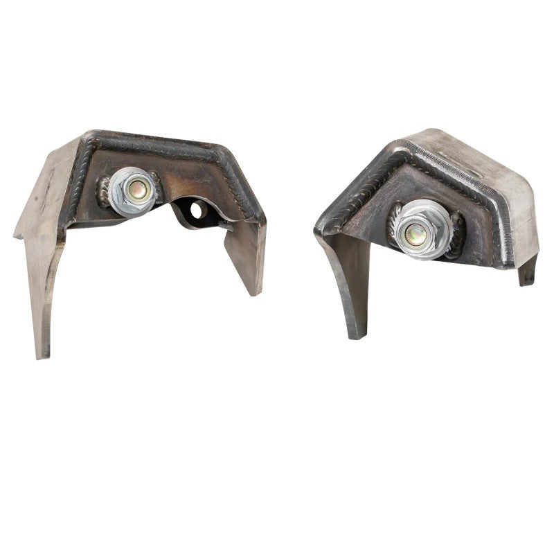 Steel weld-in rear shock mounts for 2017-2024 Ford Super Duty trucks, designed for King 3.0 shocks.