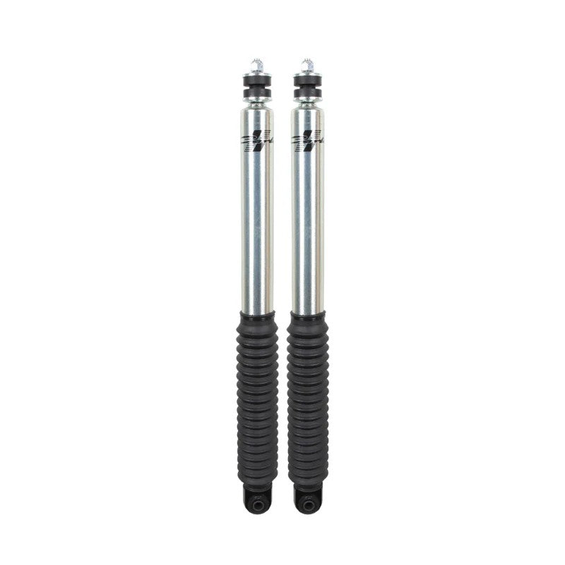 Carli Signature Series 2.0 front shocks with zinc plated bodies and black rubber boots for 1994-2013 Ram 2500 and 3500