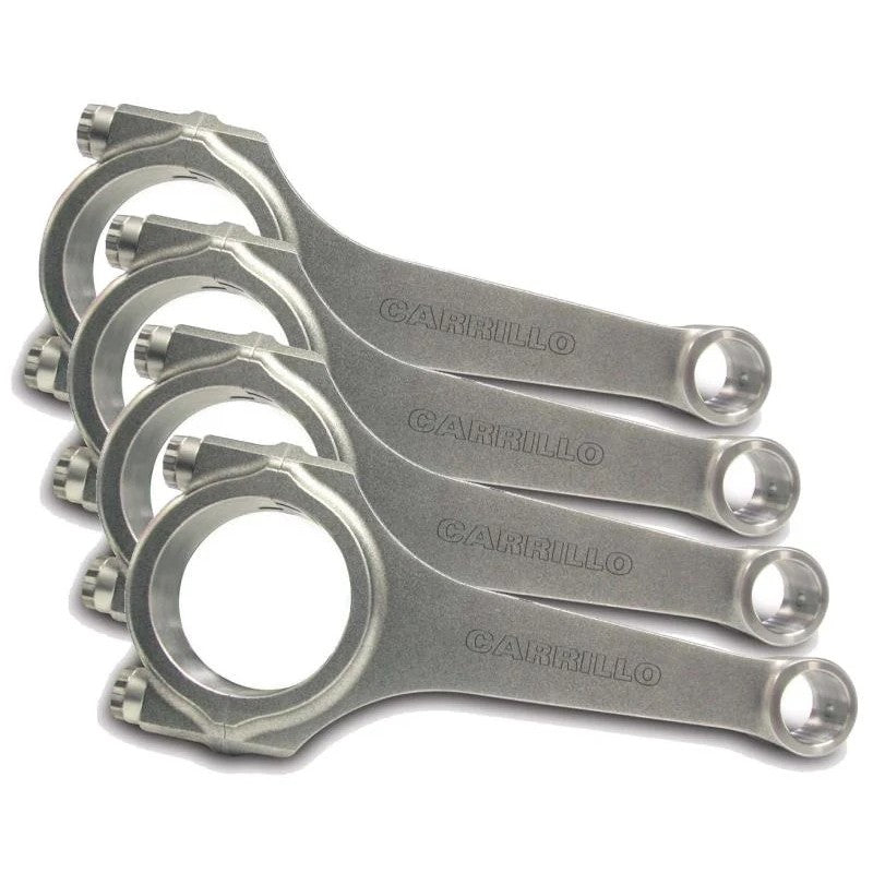 Set of Carrillo Pro-H beam connecting rods with high-strength 5/16 CARR bolts for BMW and Peugeot engines.