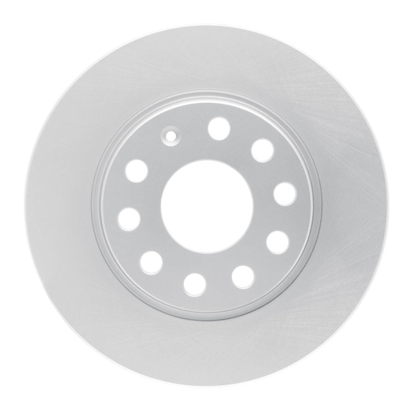 DFC GeoSPEC silver coated rear brake rotor featuring a precision machined friction surface and protective hat coating.