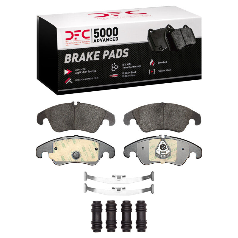 DFC 5000 Advanced ceramic front brake pads with included stainless steel hardware clips for Audi A4.