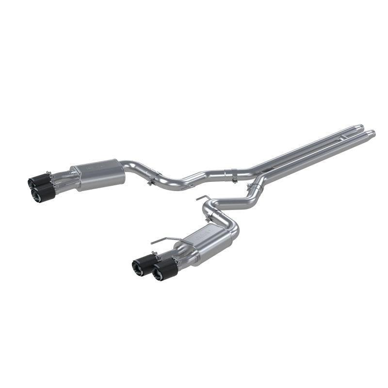 MBRP Armor Pro 3-inch cat-back exhaust system featuring quad 4-inch carbon fiber tips and T304 stainless steel tubing.