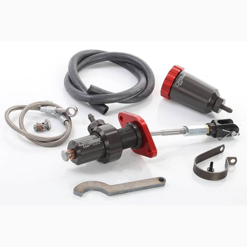 Red anodized Clutch Masters 0.75 inch bore master cylinder upgrade kit with mounting hardware for 2004-2014 Subaru WRX/STi