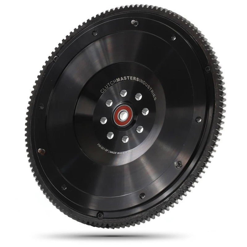 Clutch Masters FW-021-SF black oxide coated 1045 steel billet flywheel for Subaru 2.5L 5-speed engines.
