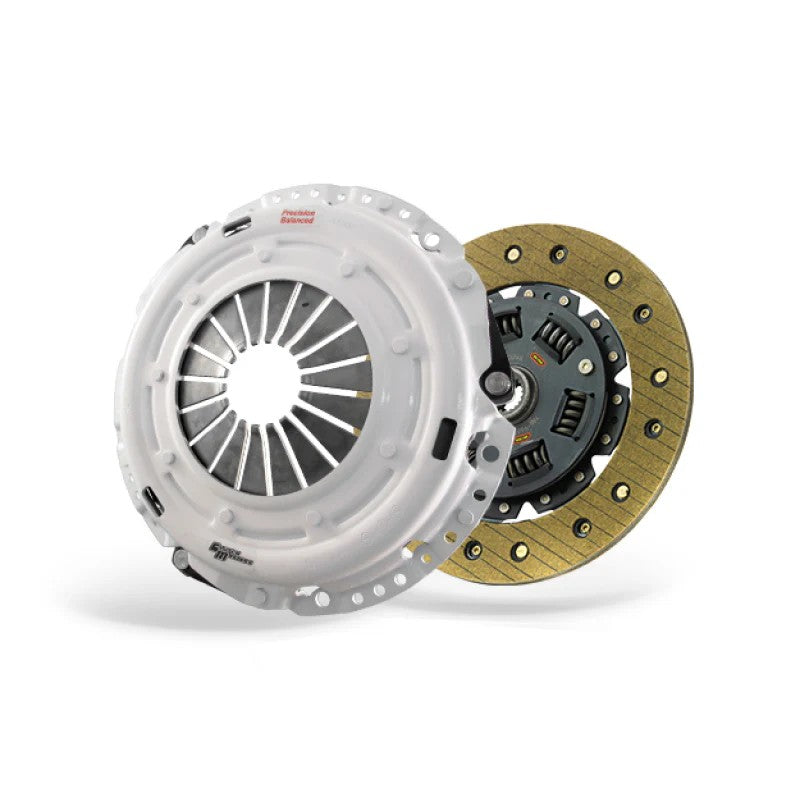 Clutch Masters FX200 clutch kit with steel-backed Kevlar disc, pressure plate, and alignment tool for Subaru 5-speed.