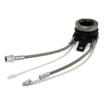 Clutch Masters hard-anodized billet aluminum hydraulic release bearing assembly with stainless steel braided lines.