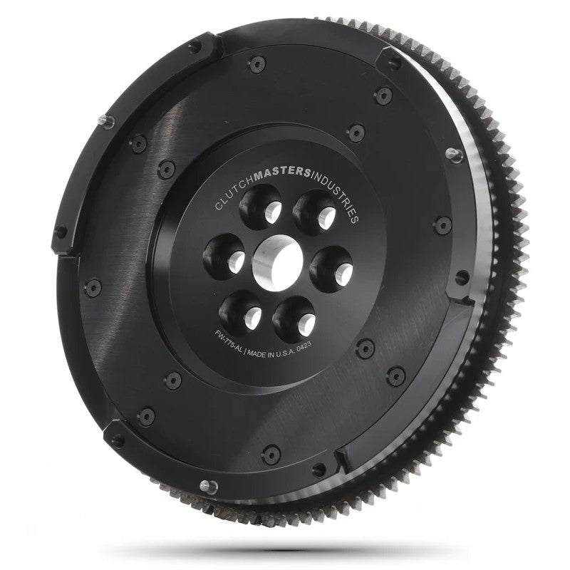 Clutch Masters aluminum flywheel for 2014-2018 Mazda 3 showing the hard anodized finish and replaceable steel friction surface.