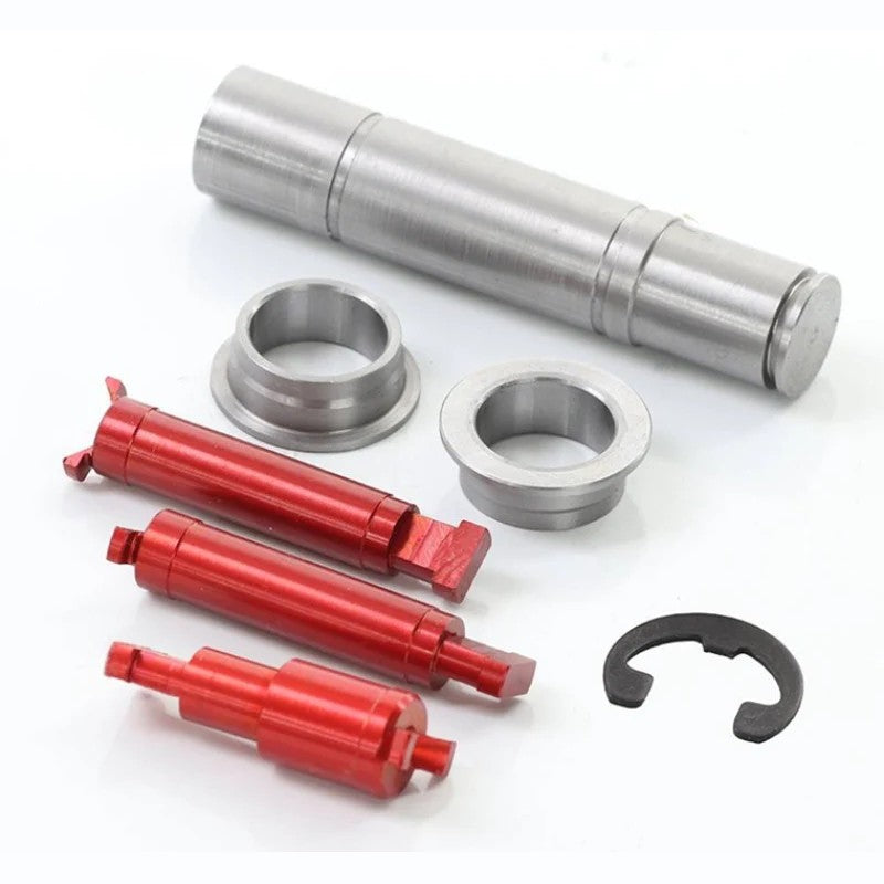 Clutch Masters CNC-machined billet aluminum clutch pedal bushing and pin kit components