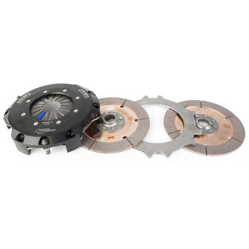 Clutch Masters FX725 Twin-Disc clutch assembly with pressure plate and friction discs for Honda K-Series engines.
