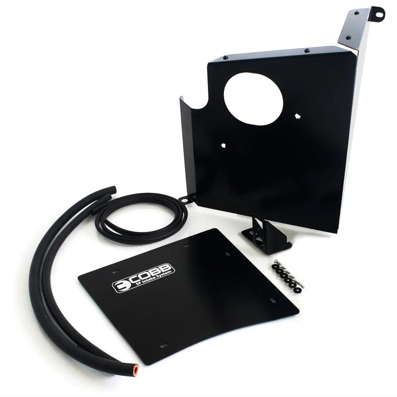Cobb intake system and protective black airbox for 2002-2008 Subaru WRX, STI, and Forester XT.