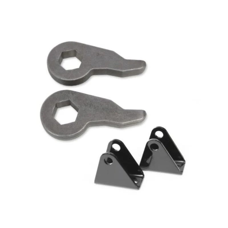 Cognito forged steel torsion bar adjuster keys and 1/2-inch front shock extenders for GM 2500/3500 chassis.