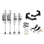 Cognito 3-inch leveling kit with Fox 2.0 remote reservoir shocks and boxed upper control arms for 2011-2019 GM HD trucks.