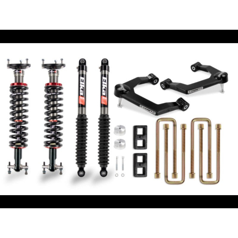 Cognito 3-inch leveling lift kit including SM Series upper control arms, Elka 2.0 IFP shocks, and rear blocks for GM 1500.