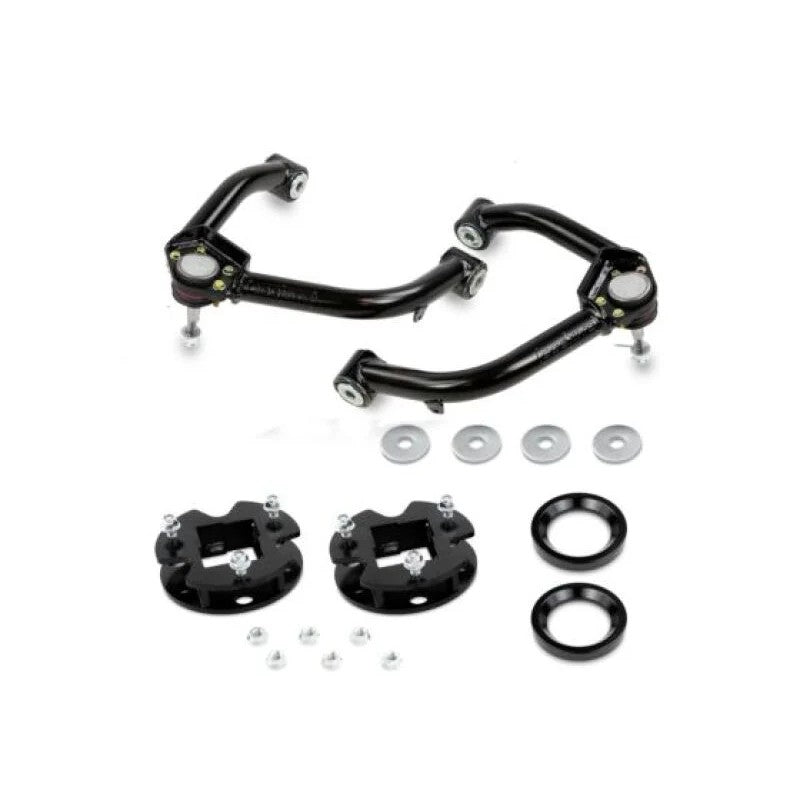 Cognito 3-inch leveling kit with black powder-coated steel spacers and upper control arms for 2019-2025 Silverado Sierra 1500