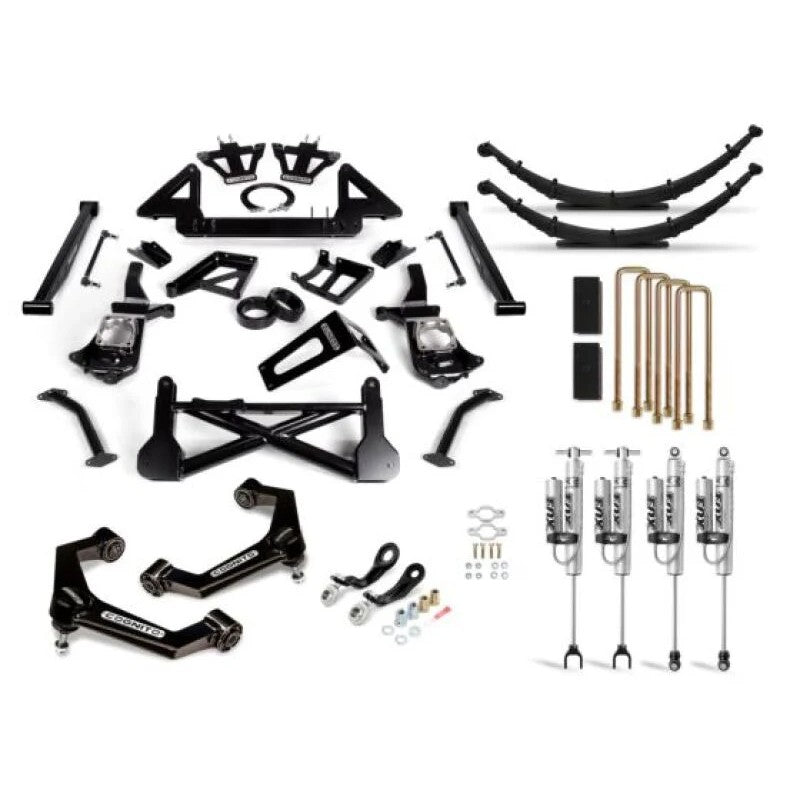 Cognito 10-inch performance lift kit for 2020-2025 GM HD trucks with Fox 2.0 remote reservoir shocks and control arms.