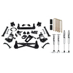 Cognito 7-inch lift kit components including Fox 2.0 shocks, black powder coated spindles, and rear lift blocks.