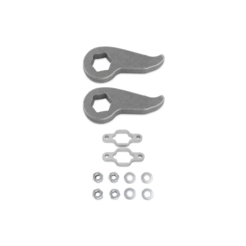 Cognito forged steel torsion bar adjuster keys and front shock extenders for GM 2500/3500 HD trucks.