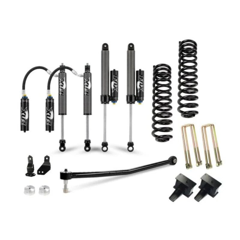 Cognito 3-inch Elite Lift Kit with Fox 2.5 DSC shocks, progressive springs, and HD track bar for 2020-2025 Ford Super Duty.