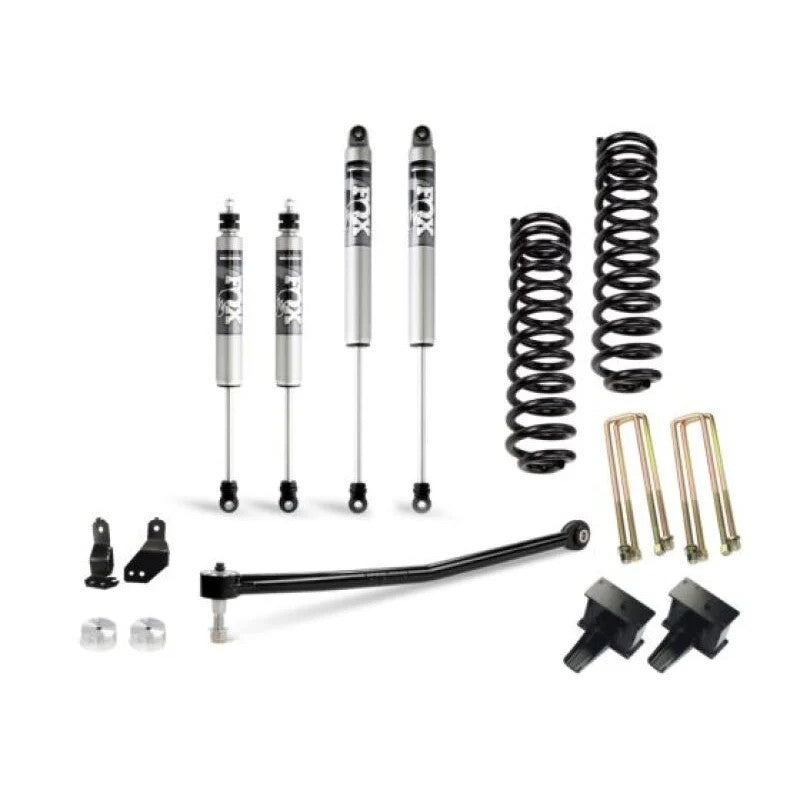 Cognito 3-inch lift kit featuring dual-rate coil springs and Fox 2.0 Performance Series IFP shocks for Ford Super Duty.