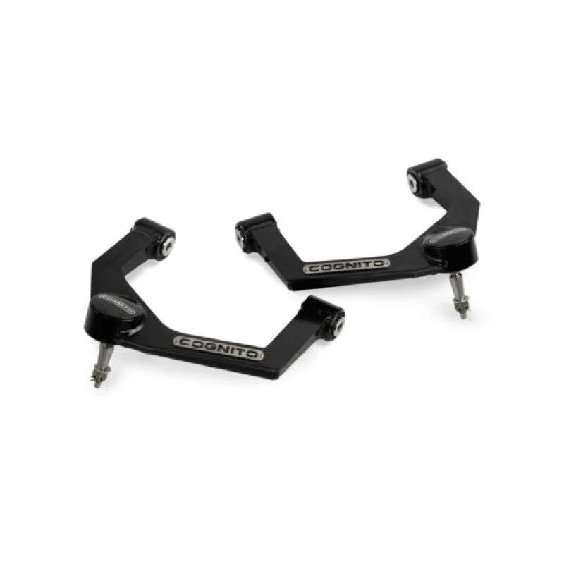 Cognito SM Series black powder-coated boxed sheet metal uniball upper control arms for 2021-2023 Ford F-150 4WD.