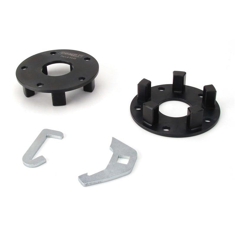 COMP Cams 5449 Cam Phaser Limiter Kit for Ford 3V including 2 limiters, limiter tool, and valve spring compressor.