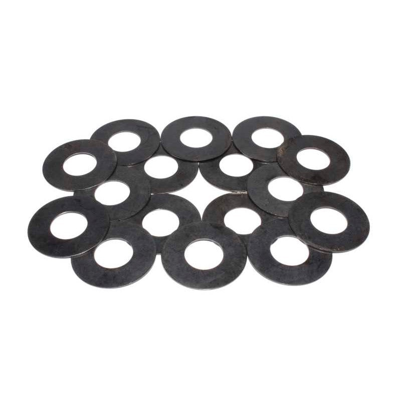 COMP Cams heat-treated valve spring shims with 1.437 inch outside diameter and .030 inch thickness.