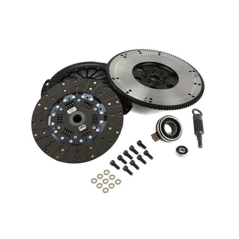 Competition Clutch Stage 2 Steelback Brass Plus clutch kit with steel flywheel, pressure plate, and alignment tool.