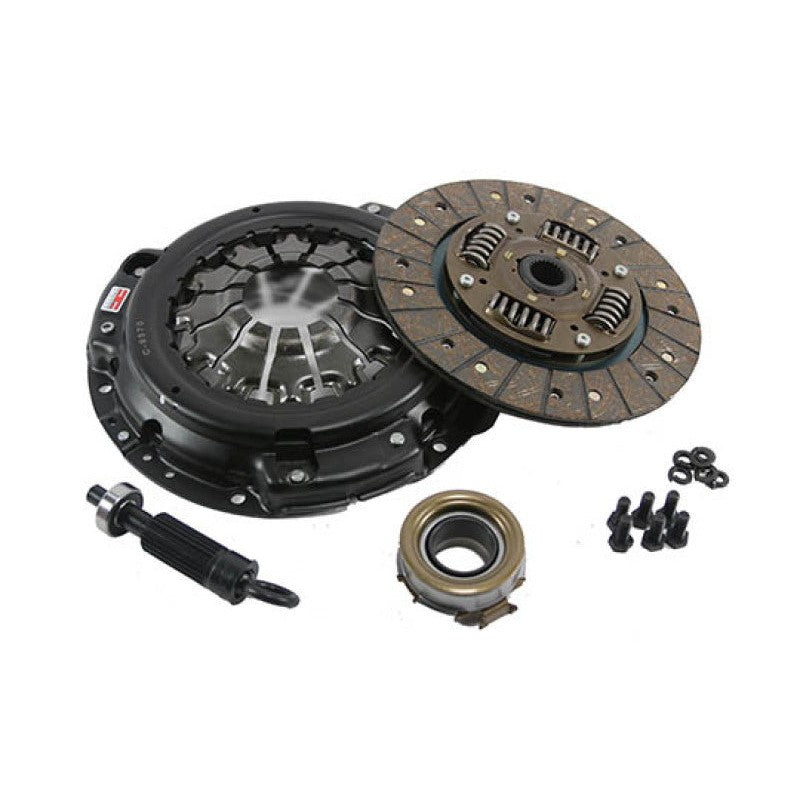 Competition Clutch Stage 2 Street Series 2100 clutch kit with pressure plate, steelback brass plus disc, and bearings.