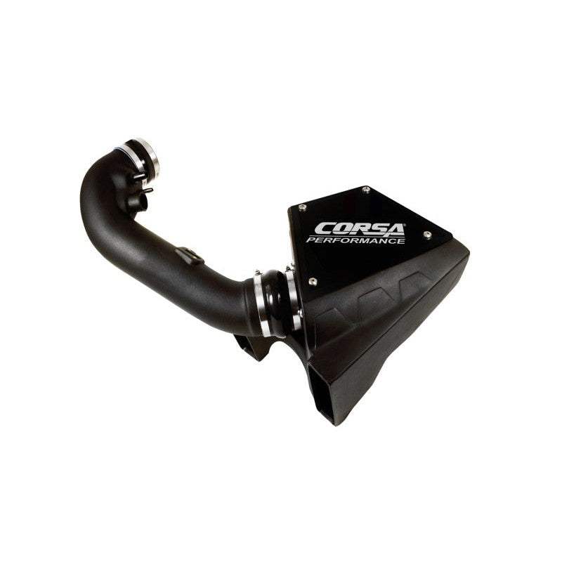 Corsa performance cold air intake system for 2011-2014 Ford Mustang GT featuring a closed airbox and sculpted air duct.