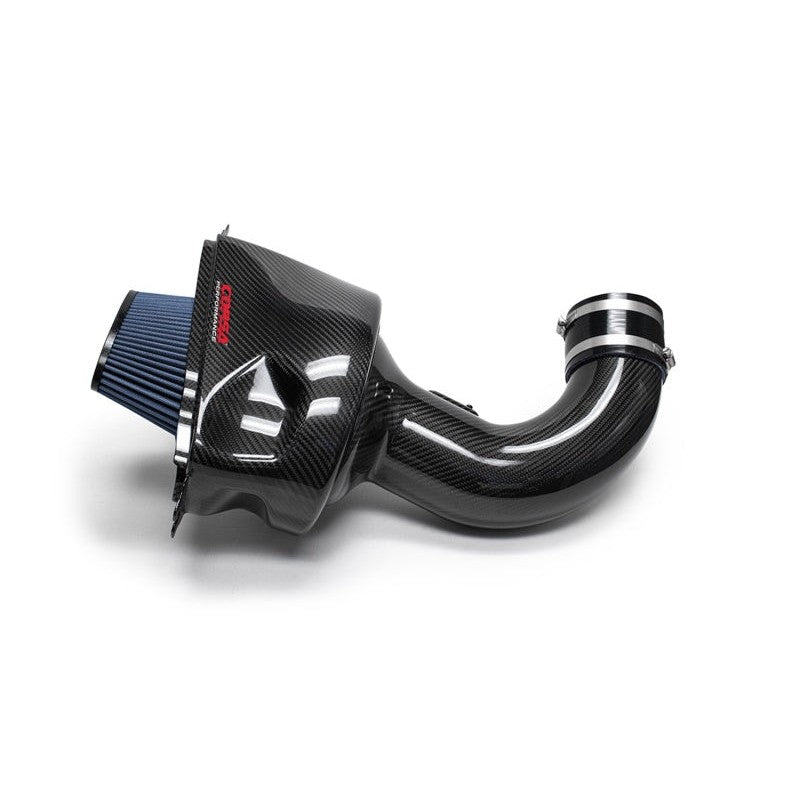 Corsa Performance carbon fiber cold air intake system for C7 Corvette with MaxFlow 5 oiled filter and aluminum MAF mount.