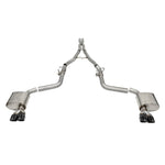 Corsa 2.75-inch stainless steel valved cat-back exhaust for Dodge SRT models with twin 3.5-inch black PVD tips.