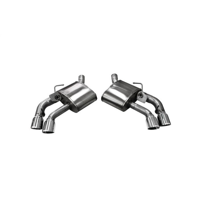 Corsa 14789 Xtreme Axle-Back Exhaust system featuring polished dual-walled tips and factory NPP valve integration.