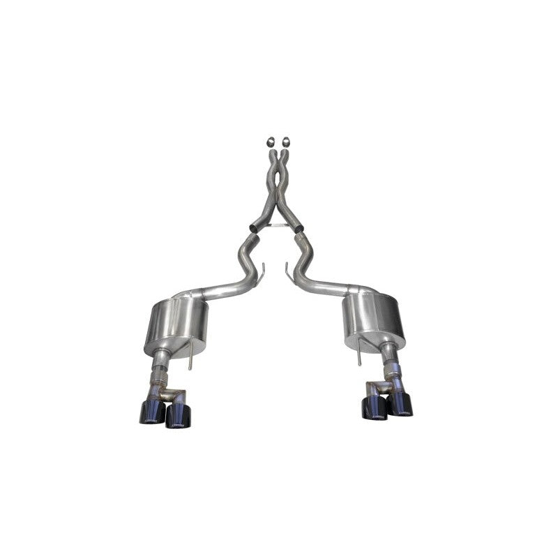 Corsa 3-inch Sport Cat-Back Exhaust with 4-inch Black PVD tips for 2018-2023 Ford Mustang 5.0L
