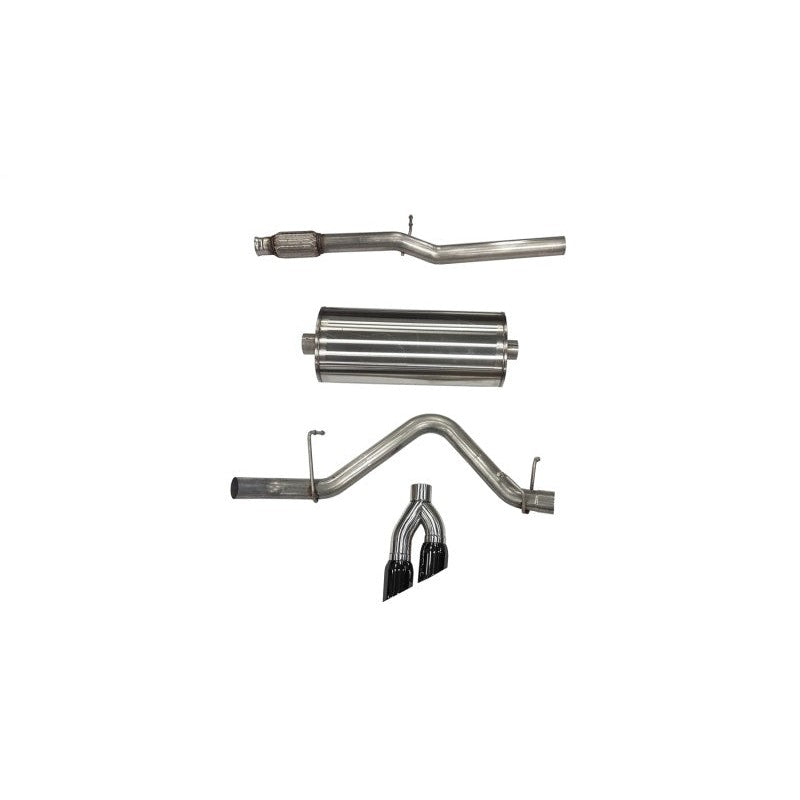 Corsa 21030BLK Sport cat-back exhaust system with 304 stainless steel piping and dual-walled black exhaust tips.