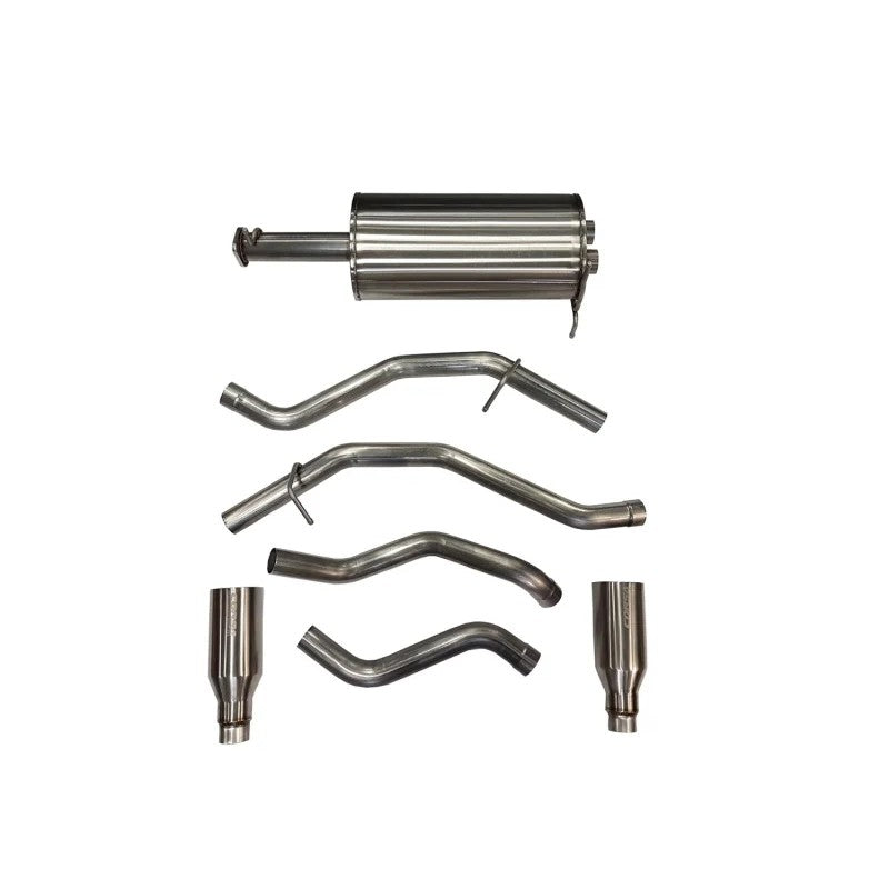 Corsa dual rear exit cat-back exhaust system for Ram 1500 featuring 304 stainless steel piping and 5-inch satin tips