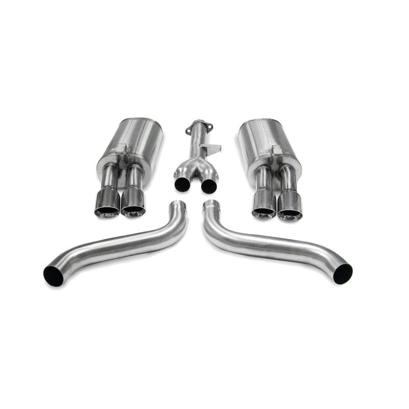 Corsa 14115 Sport Cat-Back Exhaust system with 304 stainless steel piping and dual-walled polished tips.