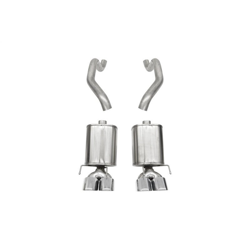 Corsa Sport axle-back exhaust system for C6 Corvette featuring 4.5-inch dual-walled polished stainless steel tips.