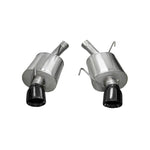 Corsa Sport axle-back exhaust system with dual-walled black tips and 304 stainless steel piping for 2005-2010 Mustang.
