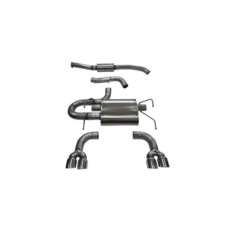 Corsa Sport cat-back exhaust system with polished dual-walled tips and 304 stainless steel piping for Subaru WRX STI.