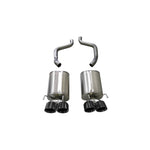 Corsa Xtreme axle-back exhaust system for C6 Corvette featuring 4.5-inch dual-walled black PVD stainless steel tips.
