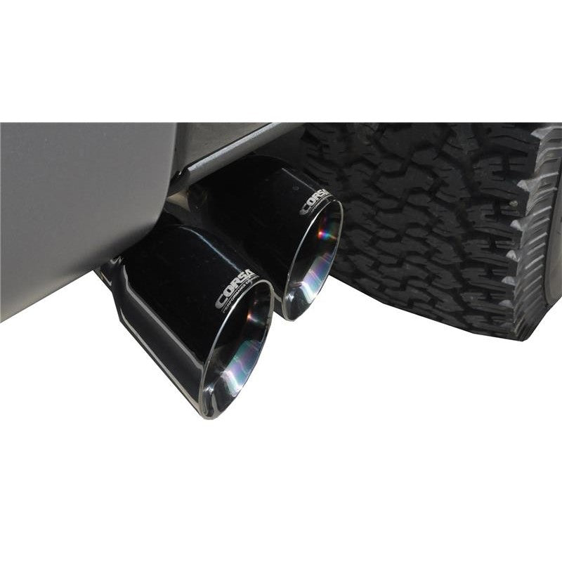 Corsa Xtreme series cat-back exhaust system with black dual-walled tips for 2011-2014 Ford F-150 SVT Raptor 6.2L.