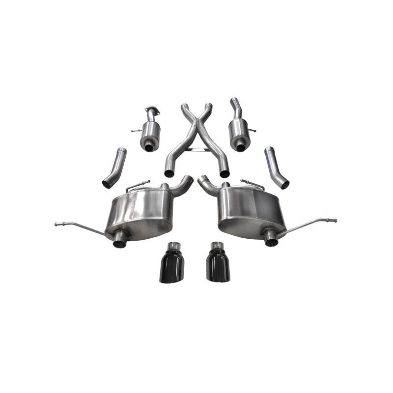 Corsa 2.5-inch dual rear exit cat-back exhaust system with black tips for 2011-2021 Jeep Grand Cherokee.