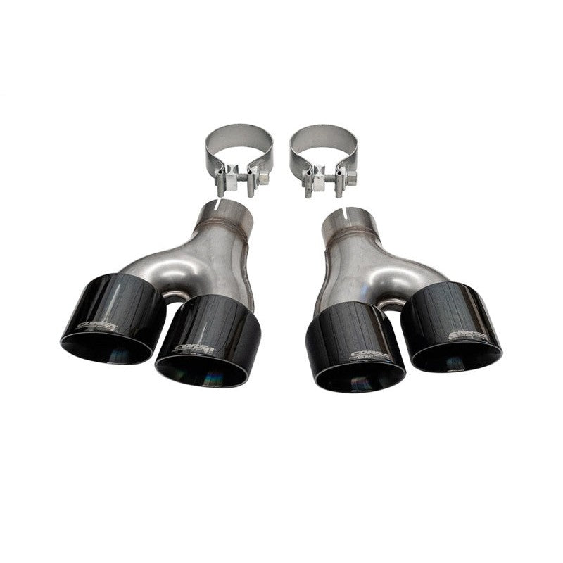 Corsa Pro-Series dual-wall black PVD exhaust tip kit with 4-inch outlets and 2.5-inch inlets for Jeep Grand Cherokee.