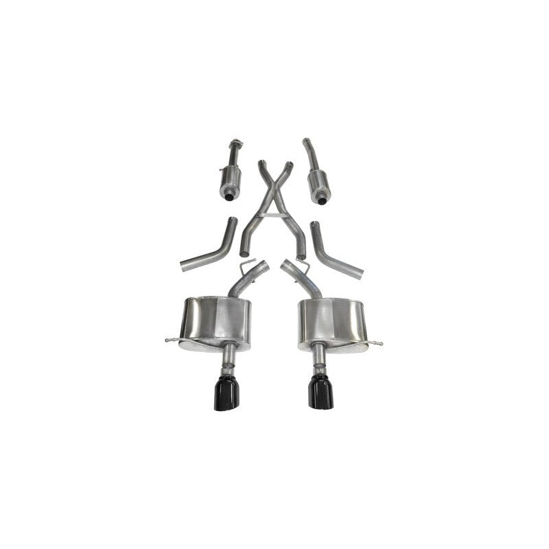 Corsa Sport cat-back exhaust system with black rectangular tips and 304 stainless steel piping for Dodge Durango 5.7L