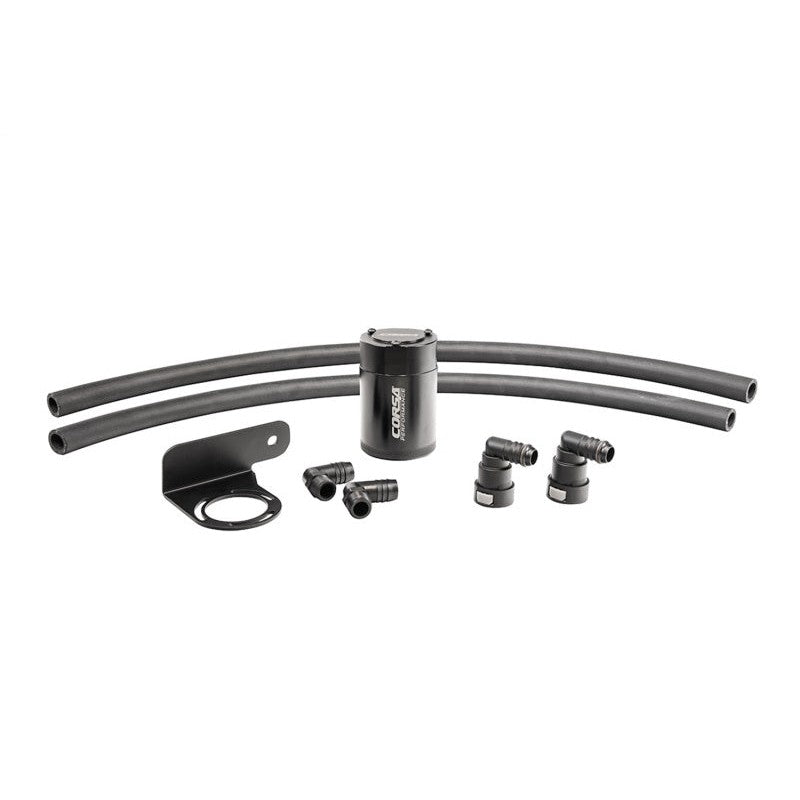 Corsa Performance black 6061 aluminum oil catch can with 11-gauge bracket and quick-disconnect hoses for Ford F-150