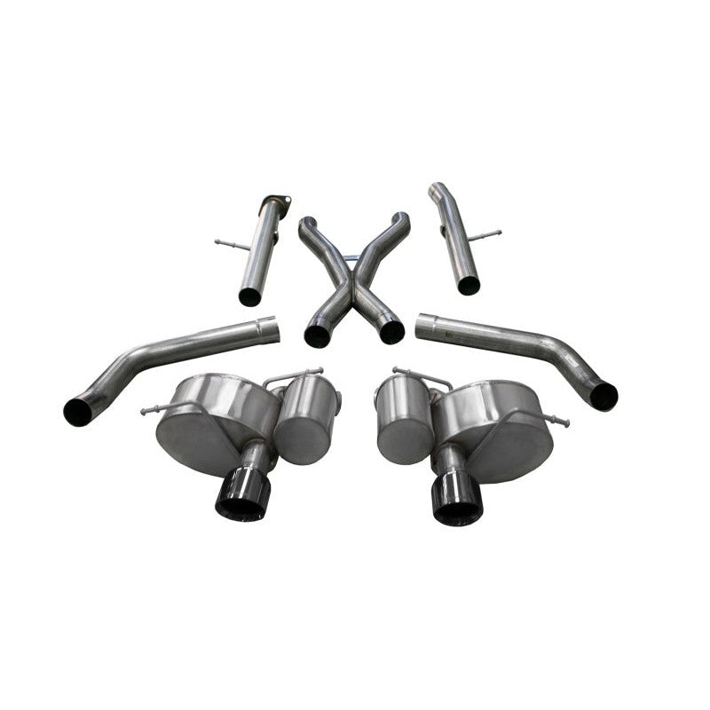 Corsa Xtreme 2.75 inch cat-back exhaust system for Grand Cherokee SRT featuring dual wall black PVD finished tips.