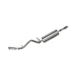 Corsa single side exit cat-back exhaust system with a polished stainless steel slash-cut tip.
